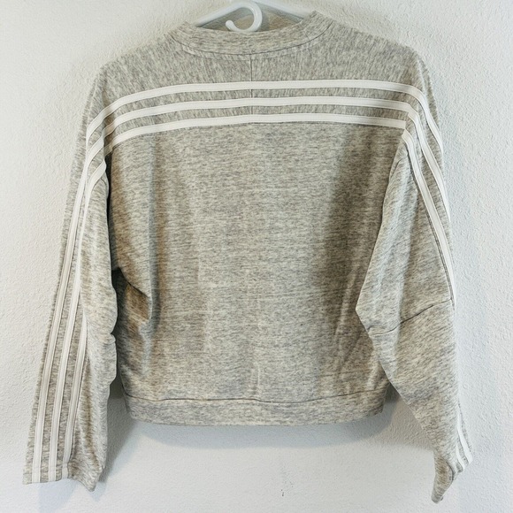 Womens S Adidas Must Have‎ Heather Sweatshirt Grey Off White Cropped Loose Fit - Picture 3 of 7